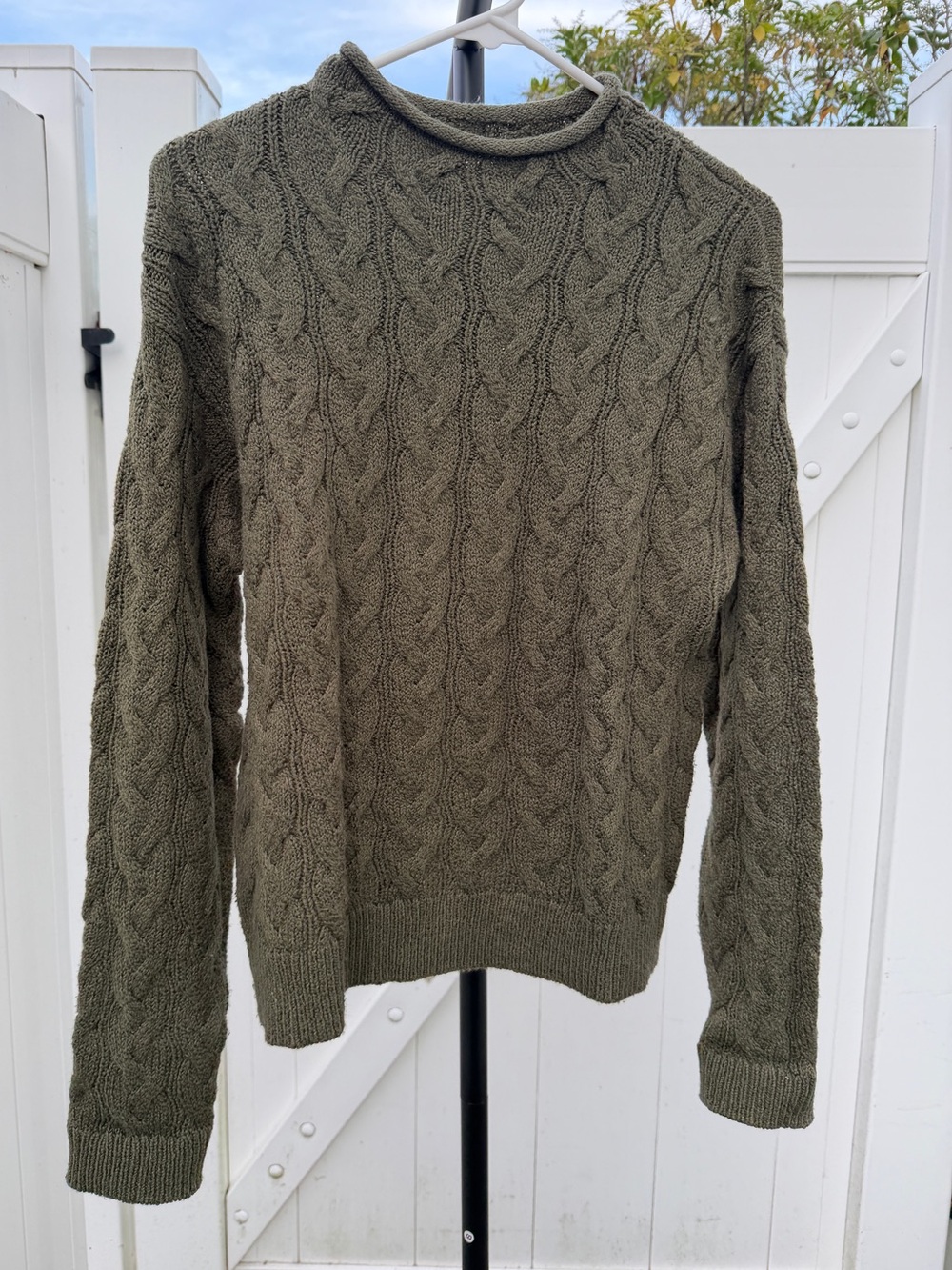 J. Crew Factory Olive Green Cable Rollneck Sweater M